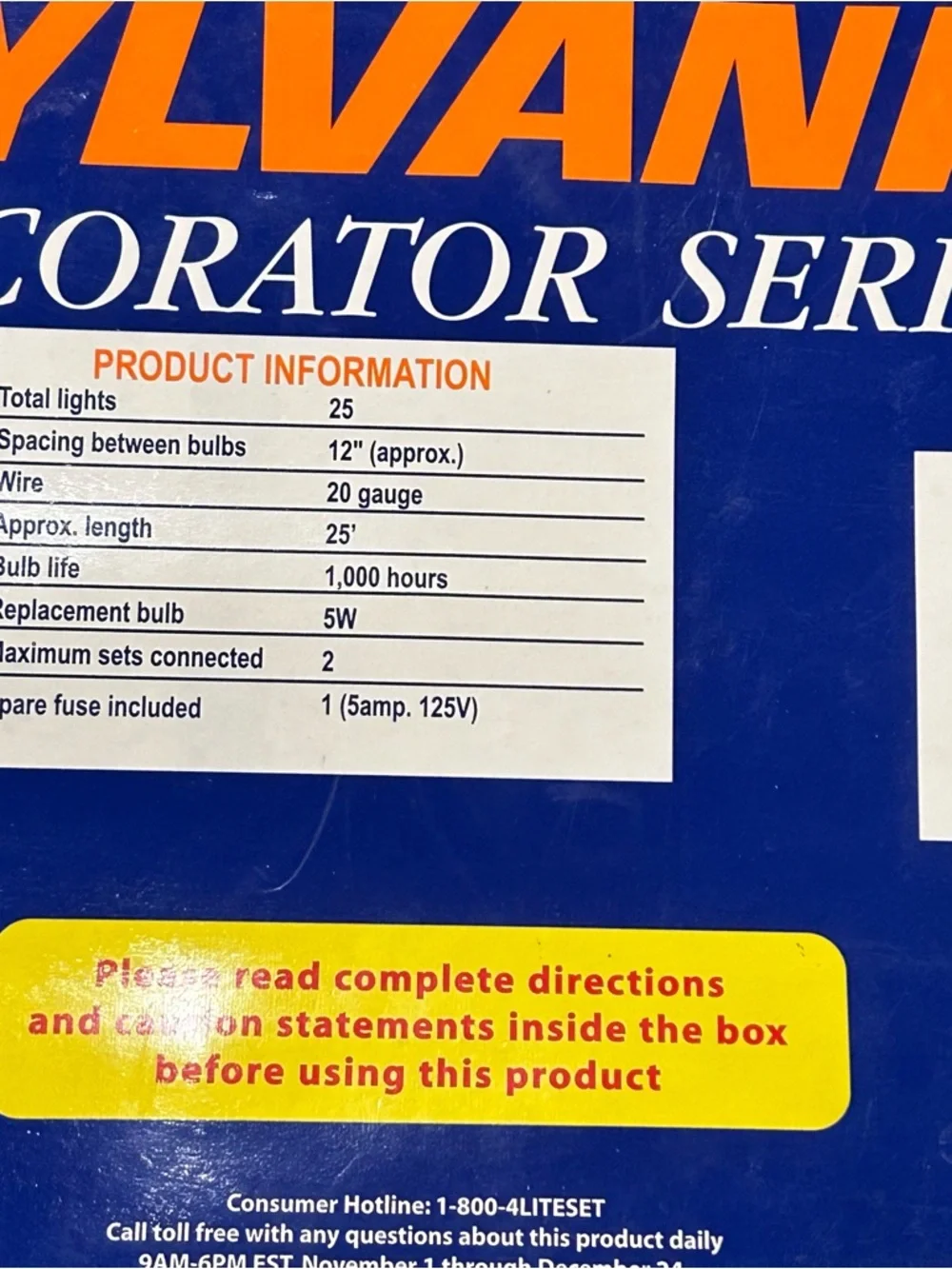 Vintage Sylvania Gold Transparent C7 Light Set Decorator Series Celestial 25 ft